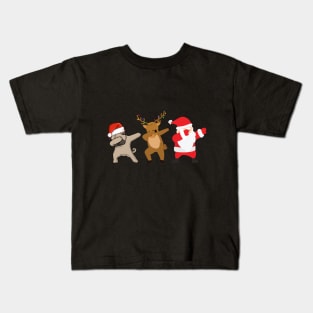 santa pug reindeer dabbing for christmas Kids T-Shirt